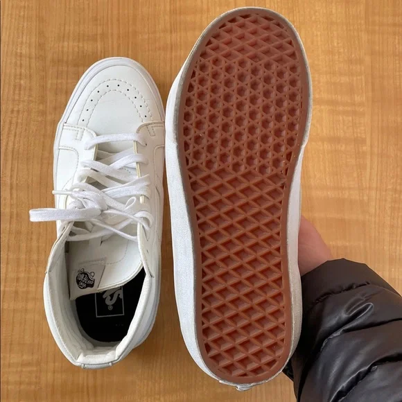 VANS Leather Sk8-Hi True White Sneakers Womens Size 9.5 - Picture 8 of 11